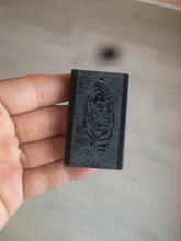 Load image into Gallery viewer, 100% natural dark green/black nephrite jade (青玉) tiger safe and sound pendant J120
