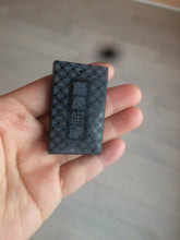 Load image into Gallery viewer, 100% natural dark green/black nephrite jade (青玉) tiger safe and sound pendant J120
