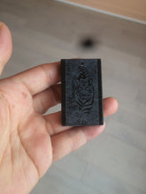 Load image into Gallery viewer, 100% natural dark green/black nephrite jade (青玉) tiger safe and sound pendant J120
