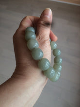 Load image into Gallery viewer, 14x13mm 100% Natural light green/gray vintage style nephrite Jade bead bracelet HF28
