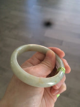 Load image into Gallery viewer, 55mm certifaied Type A 100% Natural light green/yellow Jadeite Jade bangle (with defects) Group AK6
