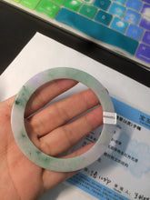 Load image into Gallery viewer, 57mm certified 100% natural Type A sunny green/purple slim flat style jadeite jade bangle AC68-4575
