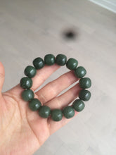 Load image into Gallery viewer, 卖了 14x13mm 100% Natural dark green/yellow/black vintage style nephrite Jade bead bracelet HF26

