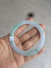 Load image into Gallery viewer, 57.5mm certified Type A 100% Natural sunny green/purple thin flat style Jadeite jade bangle AR19-4577
