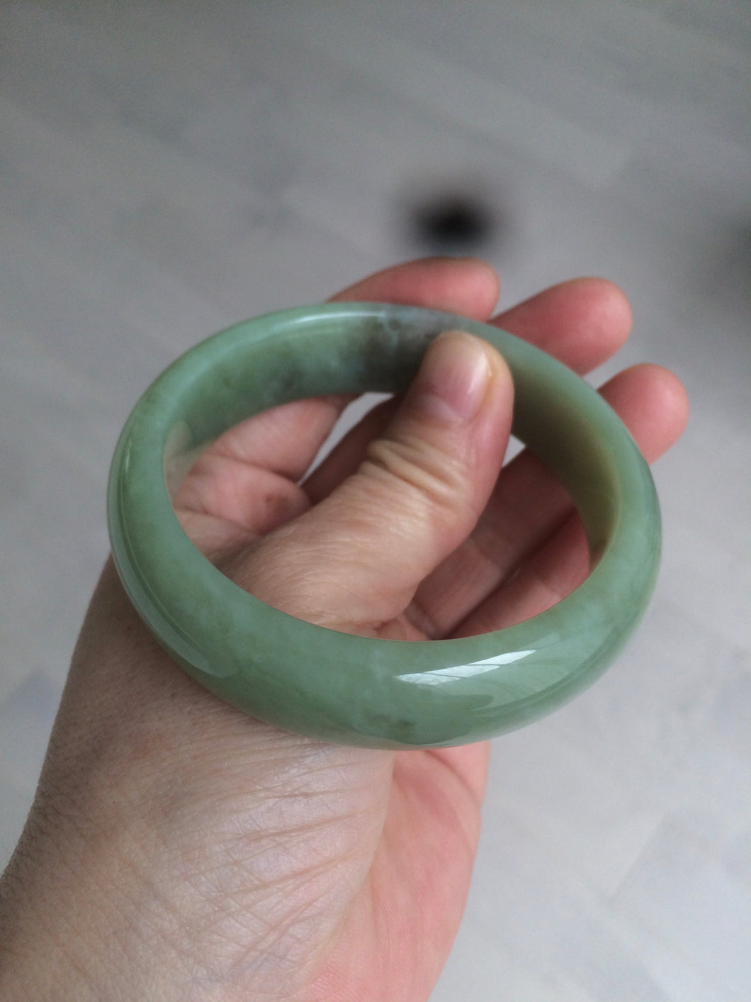56.7mm certified 100% Natural green/yellow/brown nephrite Jade bangle HE56-8451