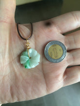 Load image into Gallery viewer, Type A 100Natural light green/purple/white jadeite Jade flower Pendant necklace WP-5
