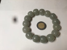 Load image into Gallery viewer, 14x13mm 100% Natural light green/gray vintage style nephrite Jade bead bracelet HF28
