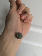 Load image into Gallery viewer, 12.7x13.6mm Type A 100% Natural dark green/blue/gray nephrite Jade vintage style bead pendant necklace HT47
