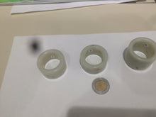 Load image into Gallery viewer, 100% Natural beige with brown flying dandelions nephrite Jade men&#39;s thumb ring HE10
