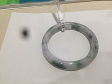 Load image into Gallery viewer, 57.5 mm Certified Type A 100% Natural green/purple with floating green flowers Jadeite Jade bangle X83-9560
