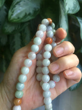 Load image into Gallery viewer, 9.2-9.5mm 100% Natural type A light green/purple/red/white jadeite jade beads necklace S3

