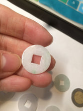 Load image into Gallery viewer, 18-19.6mm Type A 100% Natural sunny green/ light purple/white Jadeite Jade ancient Chinese coin pendant group AT75
