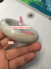 Load image into Gallery viewer, 56.8mm Type A 100% Natural light green/white Jadeite Jade bangle AQ46

