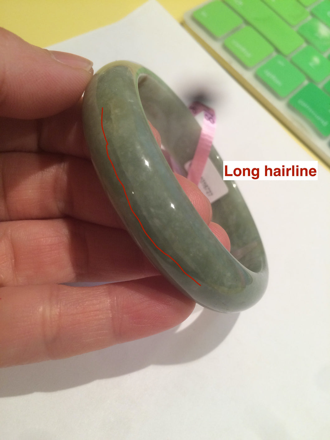 56mm Certified Type A 100% Natural green/brown Jadeite Jade bangle B17-6727