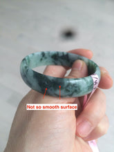 Load image into Gallery viewer, 52mm Certified  Type A 100% Natural dark green floating flowers Jadeite Jade bangle E1-1526
