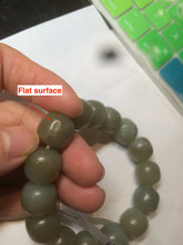 Load image into Gallery viewer, 100% Natural 13.8x13mm green/yellow/brown vintage style nephrite Jade bead man bracelet HF9
