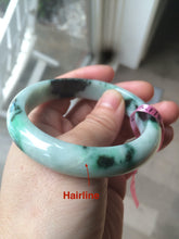 Load image into Gallery viewer, 56.7mm certified type A 100% Natural sunny green/dark green jadeite jade bangle W53-0101
