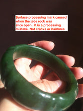 Load image into Gallery viewer, 58mm 100% Natural dark green/gray/black Carving Bamboo nephrite Jade bangle HT54
