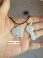 Load image into Gallery viewer, Type A 100% Natural white/light Purple Heart and key Jadeite Jade Pendant AF34
