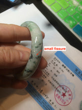 Load image into Gallery viewer, 55mm Certified type A 100% Natural green/white (windflowers, 小碎花) Jadeite Jade bangle AM69-9159
