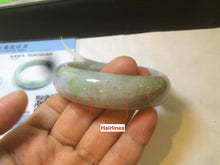Load image into Gallery viewer, 56.5mm certificated Type A 100% Natural sunny green/purple/yellow  Monet’s Water Lilies Jade bangle E62-1029
