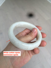 Load image into Gallery viewer, 59.4mm 100% Natural white/beige with black/brown flying dandelions Osmanthus fragrant cake chubby nephrite Jade bangle HT55
