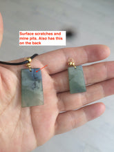 Load image into Gallery viewer, 100% natural icy watery dark green jadeite jade safe and sound couple pendant pair AF26
