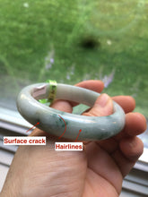 Load image into Gallery viewer, 54.9mm certified type A 100% Natural white/green jadeite jade bangle B74-1109
