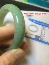 Load image into Gallery viewer, 55.5mm certified 100% Natural green/yellow nephrite Jade bangle HE17-8450
