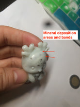 Load image into Gallery viewer, 100% Natural white beige with black/brown flying dandelions Osmanthus fragrant nephrite Jade dear desk decor/worry stone HF35-5
