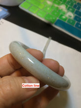 Load image into Gallery viewer, 56.8mm 100% Natural white/beige with floating dandelions chubby round cut nephrite jade bangle HE12
