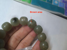 Load image into Gallery viewer, 100% Natural 13.8x13mm green/yellow/brown vintage style nephrite Jade bead man bracelet HF9
