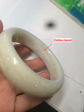 Load image into Gallery viewer, 59.4mm 100% Natural white/beige with black/brown flying dandelions Osmanthus fragrant cake chubby nephrite Jade bangle HT55
