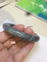 Load image into Gallery viewer, 53.4mm Certified 100% Natural black/gray sesame paste 芝麻糊 青花round cut nephrite Jade bangle HE102-5546

