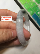 Load image into Gallery viewer, 61mm Certified Type A 100% Natural green/white with green floating flowers jadeite Jade bangle D90-7162
