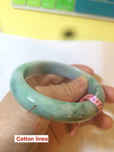 Load image into Gallery viewer, 57mm certified Type A 100% Natural watery sunny green/white Jadeite Jade bangle Q37-0107
