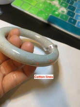 Load image into Gallery viewer, 56.8mm 100% Natural white/beige with floating dandelions chubby round cut nephrite jade bangle HE12
