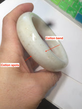 Load image into Gallery viewer, 59.4mm 100% Natural white/beige with black/brown flying dandelions Osmanthus fragrant cake chubby nephrite Jade bangle HT55
