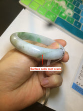 Load image into Gallery viewer, 56.5mm certified 100% natural Type A sunny green/white jadeite jade bangle A80-0458

