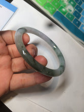 Load image into Gallery viewer, 56.7mm Certified type A 100% Natural light green purple with floating flowers slim round cut jadeite jade bangle AC51-7554
