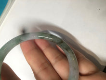 Load image into Gallery viewer, 56.7mm Certified type A 100% Natural light green purple with floating flowers slim round cut jadeite jade bangle AC51-7554
