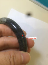 Load image into Gallery viewer, 53.4mm Certified 100% Natural black/gray sesame paste 芝麻糊 青花round cut nephrite Jade bangle HE102-5546
