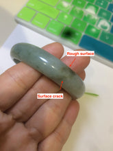 Load image into Gallery viewer, 53mm Certified type A 100% Natural light green/brown/gary floating flower oval jadeite jade bangle Q74-5309
