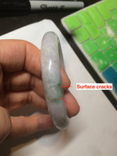 Load image into Gallery viewer, 61mm Certified Type A 100% Natural green/white with green floating flowers jadeite Jade bangle D90-7162
