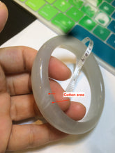 Load image into Gallery viewer, 58.5mm Certified Type A 100% Natural super icy gray/white nephrite Jade bangle HE39-2070
