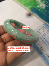 Load image into Gallery viewer, 56.4mm certified Type A 100% Natural sunny green Jadeite Jade bangle U125-2485
