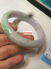 Load image into Gallery viewer, 58mm Certified Type A 100% Natural sunny green/purple Jadeite Jade bangle N84-0624
