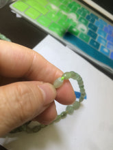 Load image into Gallery viewer, 100% natural green/white Icy watery type A jadeite jade olive+ancient Chinese coin/four-leaf clover bead bracelet  AS32
