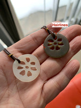 Load image into Gallery viewer, Certified 100% Natural nephrite beige/brown cutout lotus couple pendant pair RP-3
