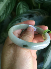Load image into Gallery viewer, 52.5mm Certified Type A 100% Natural green/white Jadeite Jade oval bangle KS63-8403
